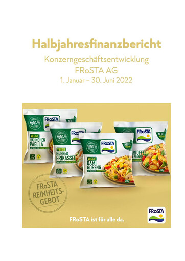 Miniature FRoSTA AG Rapport semestriel 2022-h1