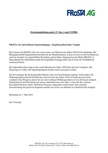 Thumbnail FRoSTA AG Quarterly Report 2010-q1