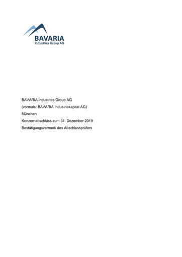 Thumbnail BAVARIA Industries Group AG Annual Report 2019