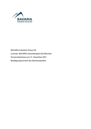 Thumbnail BAVARIA Industries Group AG Annual Report 2021