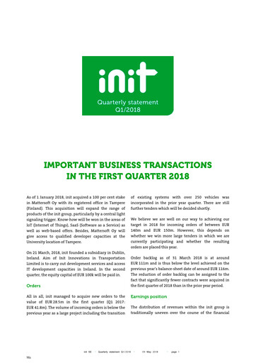 Thumbnail init innovation in traffic systems Quarterly Report 2018-q1