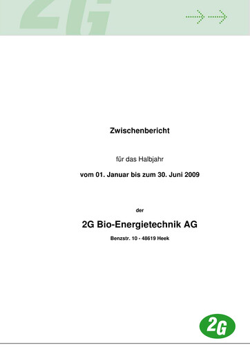 Thumbnail 2G Energy AG Half-year Report 2009-h1
