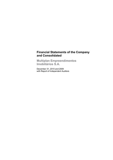Thumbnail Multiplan Empreendimentos Imobiliários Financial Statement 2010