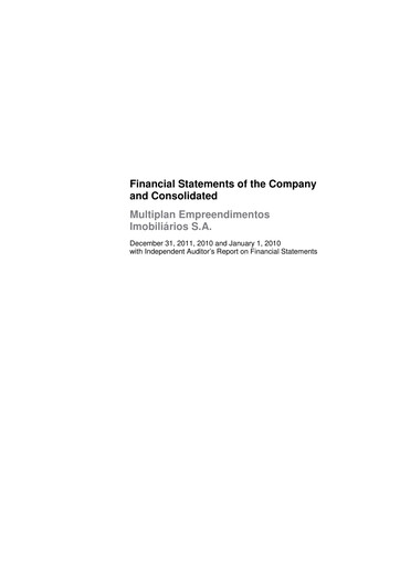 Thumbnail Multiplan Empreendimentos Imobiliários Financial Statement 2011