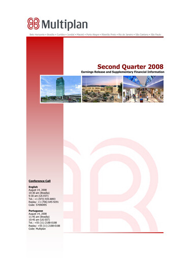 Thumbnail Multiplan Empreendimentos Imobiliários Quarterly Report 2008-q2