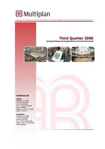 Thumbnail Multiplan Empreendimentos Imobiliários Quarterly Report 2008-q3