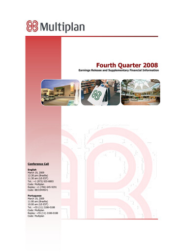 Thumbnail Multiplan Empreendimentos Imobiliários Quarterly Report 2008-q4