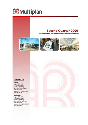 Thumbnail Multiplan Empreendimentos Imobiliários Quarterly Report 2009-q2