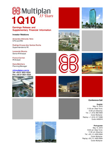 Thumbnail Multiplan Empreendimentos Imobiliários Quarterly Report 2010-q1