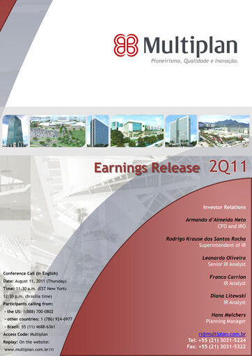 Thumbnail Multiplan Empreendimentos Imobiliários Quarterly Report 2011-q2