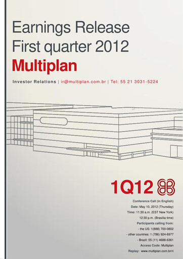 Thumbnail Multiplan Empreendimentos Imobiliários Quarterly Report 2012-q1