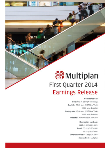 Thumbnail Multiplan Empreendimentos Imobiliários Quarterly Report 2014-q1