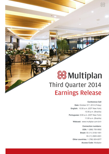 Thumbnail Multiplan Empreendimentos Imobiliários Quarterly Report 2014-q3