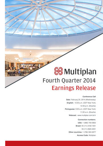 Thumbnail Multiplan Empreendimentos Imobiliários Quarterly Report 2014-q4