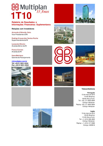 Thumbnail Multiplan Empreendimentos Imobiliários Quarterly Report 2010-q1