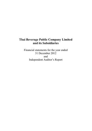 Thumbnail Thai Beverage
 Financial Statement 2012