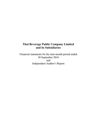 Thumbnail Thai Beverage
 Financial Statement fy2016