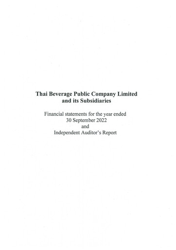 Thumbnail Thai Beverage
 Financial Statement fy2022