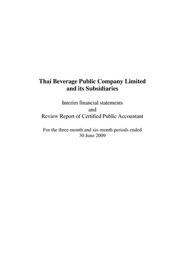 Thumbnail Thai Beverage
 Half-year Report 2009-h1