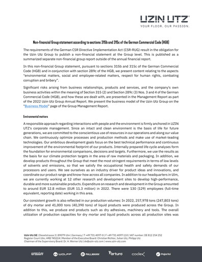 Miniature Uzin Utz Rapport ESG 2022