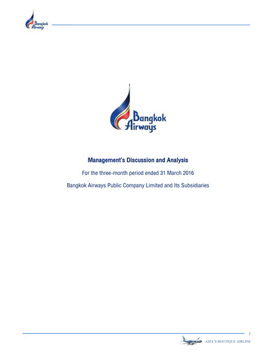 Thumbnail Bangkok Airways
 Quarterly Report 2016-q1