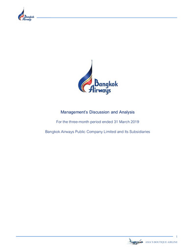 Thumbnail Bangkok Airways
 Quarterly Report 2019-q1