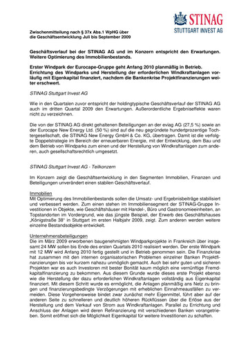 Vorschaubild STINAG Stuttgart Invest Quartalsbericht 2009-q3
