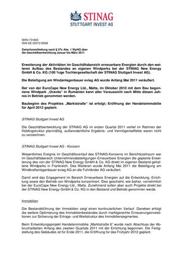 Vorschaubild STINAG Stuttgart Invest Quartalsbericht 2011-q1