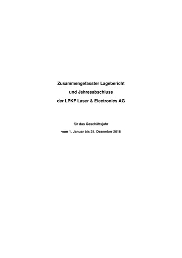 Thumbnail LPKF Laser & Electronics Financial Statement 2016