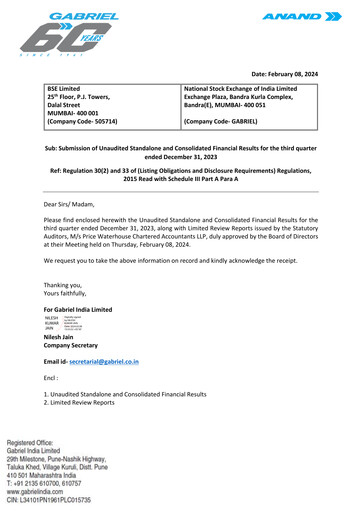 Thumbnail Gabriel India Quarterly Report 2023-q3