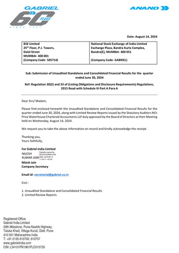 Thumbnail Gabriel India Quarterly Report 2024-q1