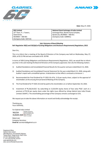 Miniature Gabriel India Rapport trimestriel 2026-q4