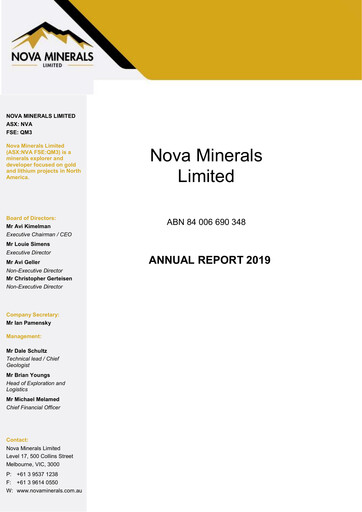 Thumbnail Nova Minerals Annual Report 2019