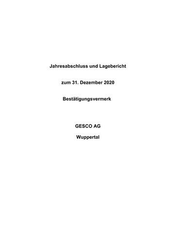 Thumbnail Gesco SE Financial Statement 2020
