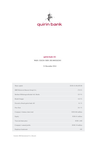 Thumbnail Quirin Privatbank Annual Report 2014