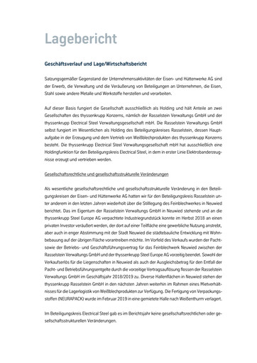 Vorschaubild Eisen- und Hüttenwerke Finanzmitteilung 2018-2019