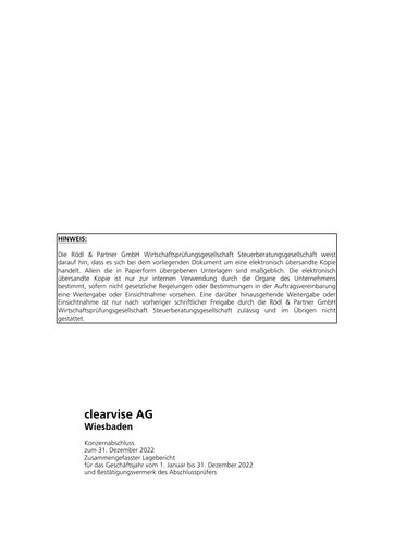 Thumbnail clearvise AG Financial Statement 2022