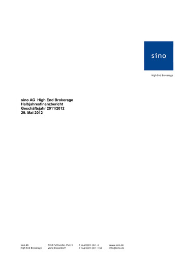 Miniature Sino AG Rapport semestriel 2011-2012