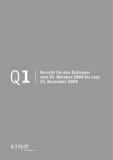 Vorschaubild Sino AG Quartalsbericht 2004-2005-q1