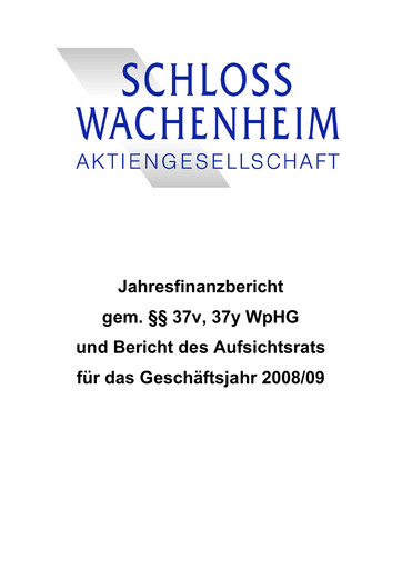 Thumbnail Schloss Wachenheim Financial Statement 2008-2009