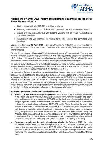 Vorschaubild Heidelberg Pharma Quartalsbericht 2022-q1
