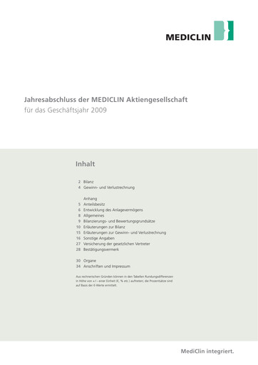 Thumbnail Mediclin Financial Statement 2009