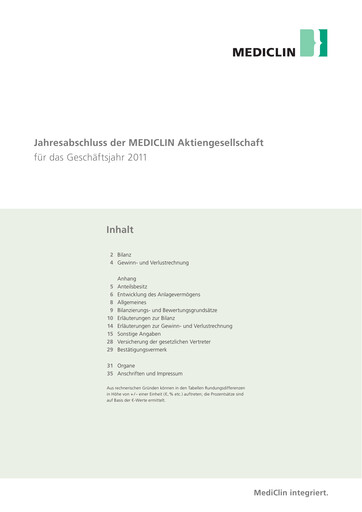 Thumbnail Mediclin Financial Statement 2011