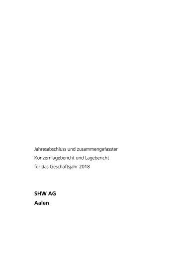 Vorschaubild SHW AG Finanzmitteilung 2018