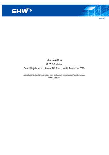 Thumbnail SHW AG Financial Statement 2025