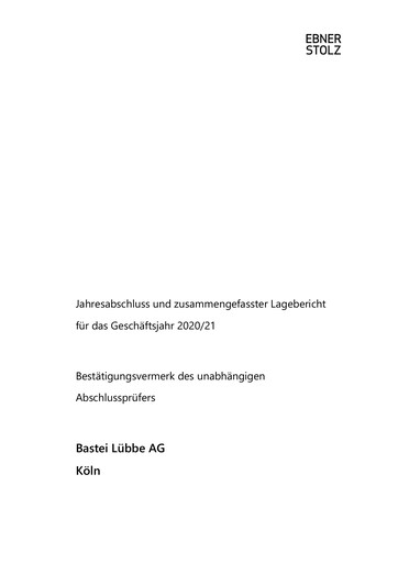 Thumbnail Bastei Lübbe Financial Statement 2020-2021
