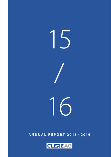 Thumbnail Clere AG Annual Report 2015-2016
