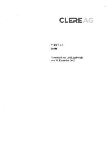 Thumbnail Clere AG Financial Statement 2020