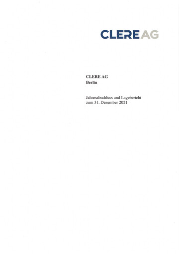 Thumbnail Clere AG Financial Statement 2021