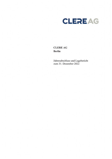 Thumbnail Clere AG Financial Statement 2022